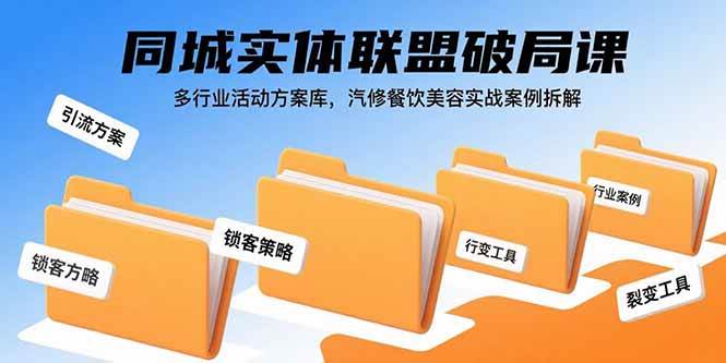 （15833期）同城实体联盟破局课，多行业活动方案库，汽修餐饮美容实战案例拆解-甄选网创