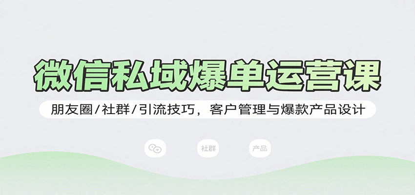 微信私域爆单运营课：朋友圈/社群/引流技巧，客户管理与爆款产品设计-甄选网创
