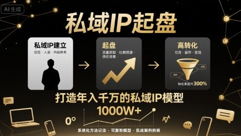 私域IP起盘，私域ip建立、起盘、高转化，打造年入千万的私域ip模型-甄选网创