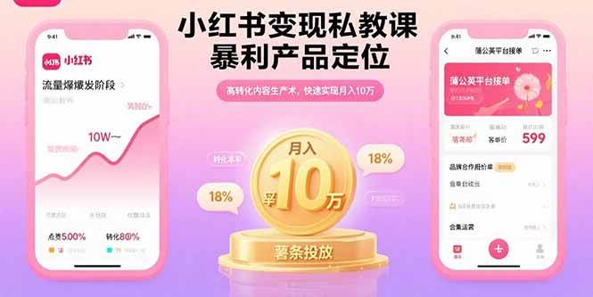 （15859期）小红书变现私教课，暴利产品定位，高转化内容生产术，快速实现月入10万-甄选网创