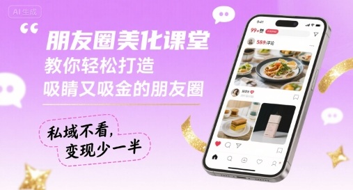 朋友圈美化课堂，教你轻松打造，吸睛又吸金的朋友圈，私域不看，变现少一半-甄选网创