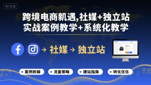 跨境电商新机遇，社媒+独立站，实战案例教学+系统化教学-甄选网创