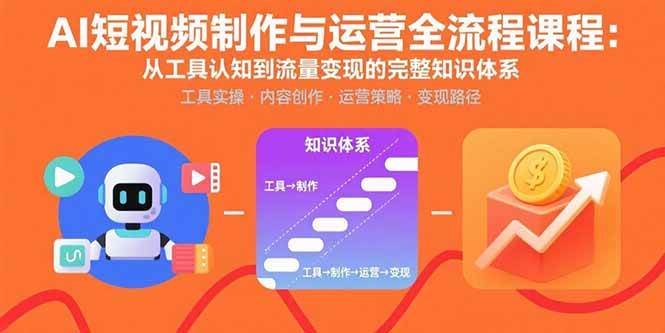 （15863期）AI短视频制作与运营全流程课程：从工具认知到流量变现的完整知识体系-甄选网创
