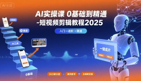 AI实操课0基础到精通-短视频剪辑教程2025-甄选网创
