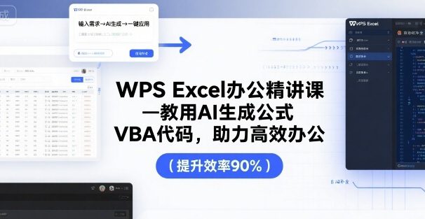 WPS Excel办公精讲课，教用 AI 生成公式，VBA 代码，助力高效办公-甄选网创