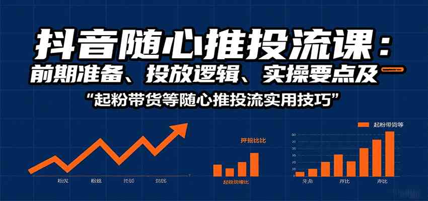 抖音随心推投流课：前期准备、投放逻辑、实操要点及起粉带货等随心推投流实用技巧-甄选网创