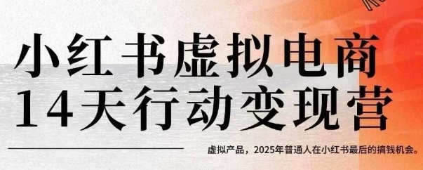 小红书虚拟电商14天变现训练营，虚拟产品，2025年普通人在小红书最后的搞钱机会（更新）-甄选网创
