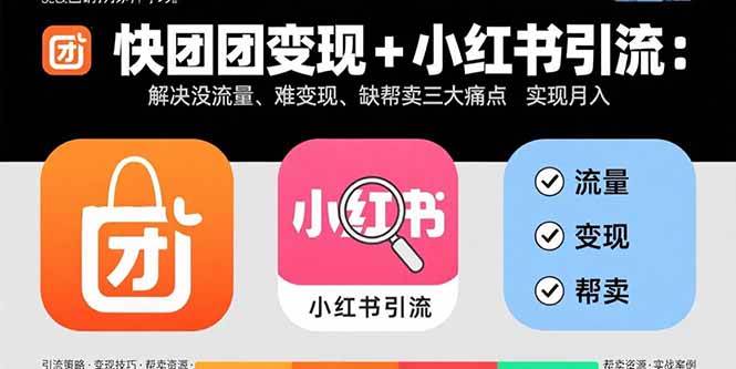 （15877期）快团团变现+小红书引流：解决没流量、难变现、缺帮卖三大痛点 实现月入3w+-甄选网创