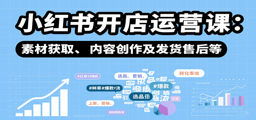 小红书开店运营课：选品、上架、营销、素材获取、内容创作及发货售后等-甄选网创