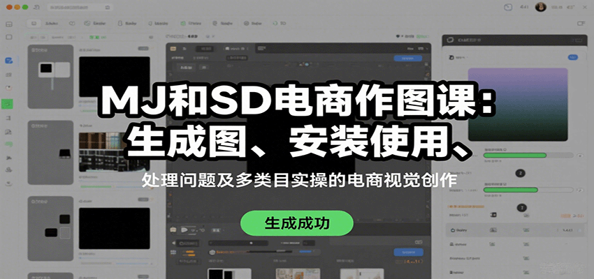 MJ和SD电商作图课：生成图、安装使用、处理问题及多类目实操的电商视觉创作-甄选网创