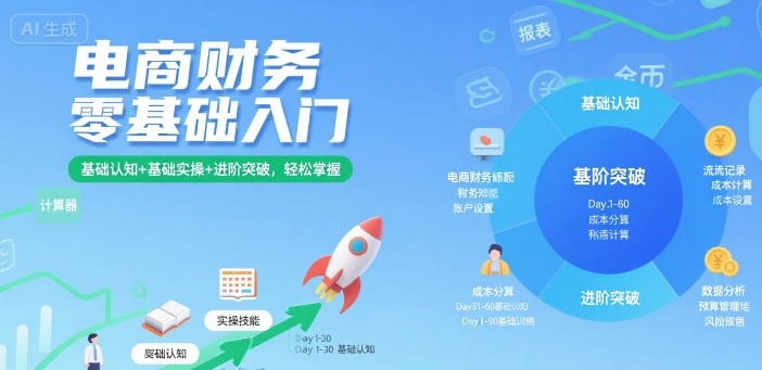 电商财务零基础入门，基础认知+基础实操+进阶突破，轻松掌握-甄选网创