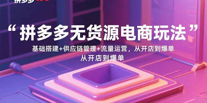 （15886期）拼多多无货源电商玩法：基础搭建+供应链管理+流量运营，从开店到爆单-甄选网创