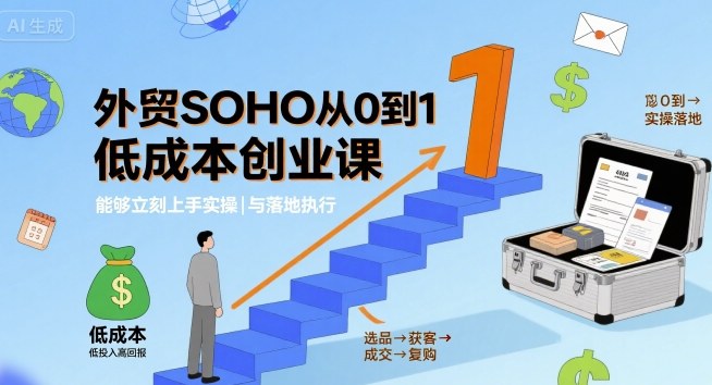 外贸SOHO从0到1低成本创业课，能够立刻上手实操与落地执行-甄选网创