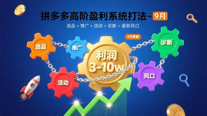 （15916期）拼多多高阶盈利系统打法-9月：选品+推广+活动+诊断+最新风口，月利润3-10w-甄选网创