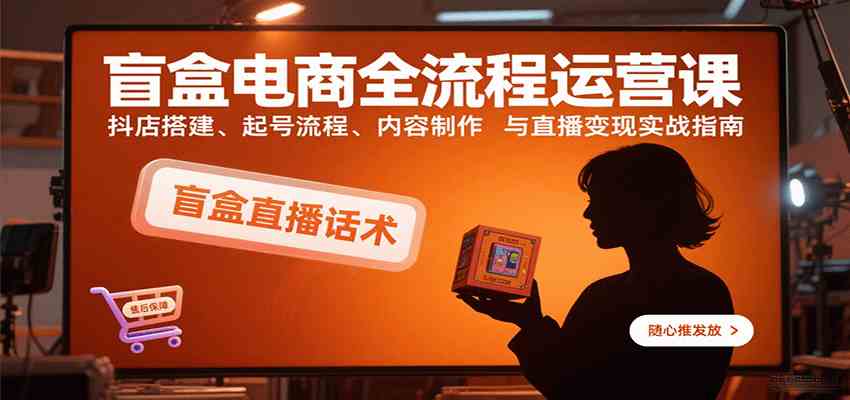 盲盒电商全流程运营课：抖店搭建、起号流程、内容制作与直播变现实战指南-甄选网创