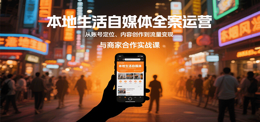 本地生活自媒体全案运营，从账号定位、内容创作到流量变现与商家合作实战课-甄选网创