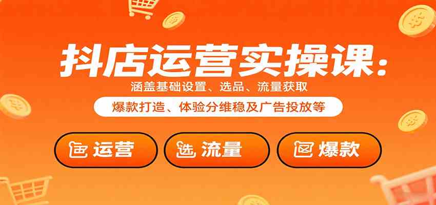 抖店运营实操课：涵盖基础设置、选品、流量获取、爆款打造、体验分维稳及广告投放等-甄选网创