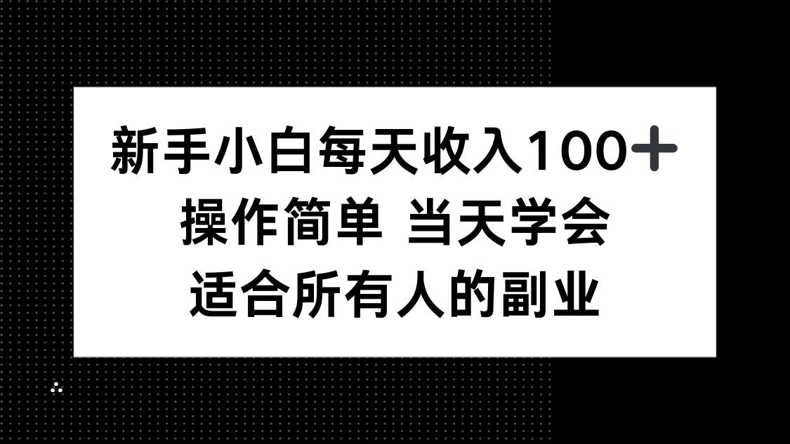 （15937期）新手小白每天收入100+，操作简单 当天学会 ，适合所有人的副业-甄选网创