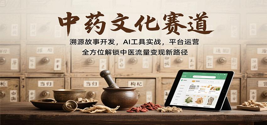 中药文化赛道：溯源故事开发，AI工具实战，平台运营，全方位解锁中医流量变现新路径-甄选网创