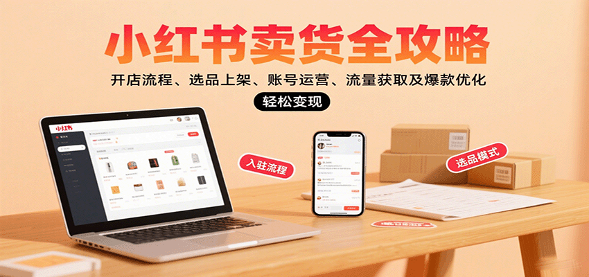 小红书卖货全攻略：开店流程、选品上架、账号运营、流量获取及爆款优化，轻松变现-甄选网创