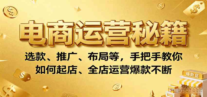 电商运营秘籍：选款、推广、布局等，手把手教你如何起店、全店运营爆款不断-甄选网创