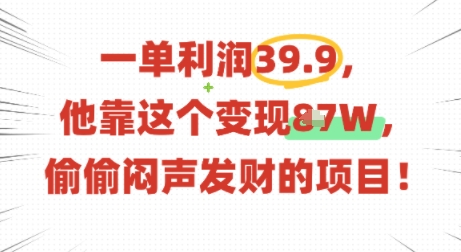 一单利润39.9，有人靠这个变现几十个，偷偷闷声发财的项目-甄选网创