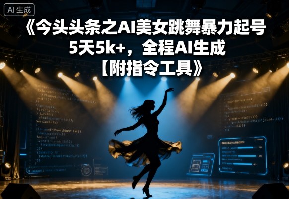 今日头条之AI美女跳舞暴力起号，5天1k+，全程AI生成【附指令工具】-甄选网创