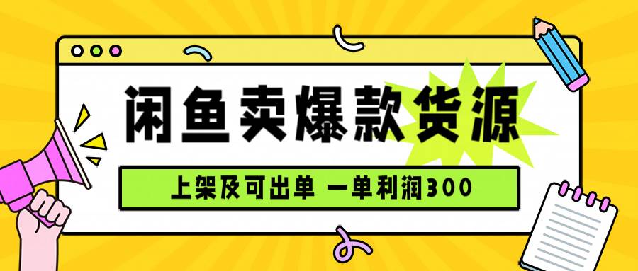 （15977期）闲鱼卖爆款货源，每天利润1000，上架即出单-甄选网创