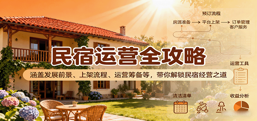 民宿运营全攻略：涵盖发展前景、上架流程、运营筹备等，带你解锁民宿经营之道-甄选网创