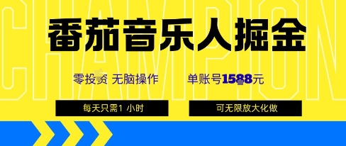 番茄音乐人掘金，单账号最高可撸1k+，可无限矩阵去做，零投入-甄选网创