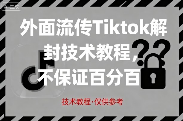 外面流传Tiktok解封技术教程，不保证百分百，具体自测-甄选网创