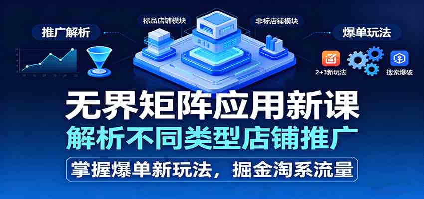 无界矩阵应用新课，解析不同类型店铺推广，掌握爆单新玩法，掘金淘系流量-甄选网创