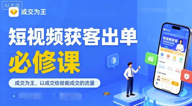 短视频获客出单必修课，成交为王，以成交为导向，直接做能成交的流量-甄选网创