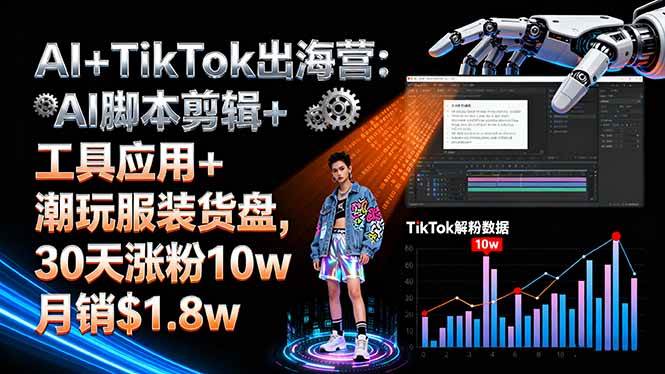 （16108期）AI+TikTok出海营:AI脚本剪辑+工具应用+潮玩服装货盘,30天涨粉10w月销$1.8w-甄选网创