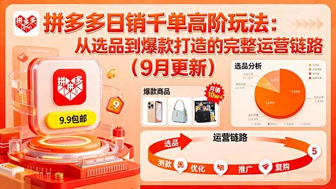 （16100期）拼多多日销千单高阶玩法：从选品到爆款打造的完整运营链路（9月更新）-甄选网创