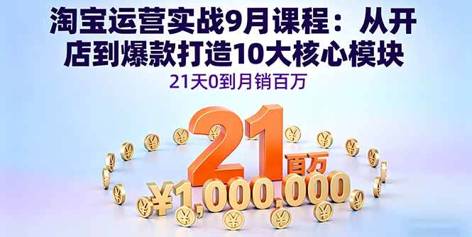 （16101期）淘宝运营实战9月课程：从开店到爆款打造10大核心模块，21天0到月销百万-甄选网创