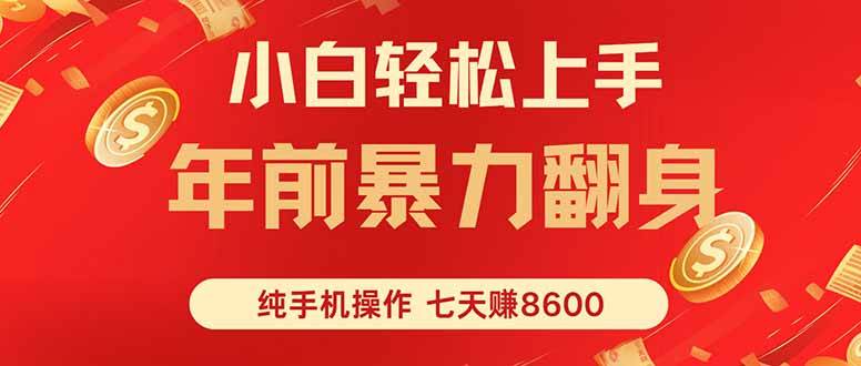 （16080期）七天狂赚8600，小白纯手机操作，日入1000+-甄选网创