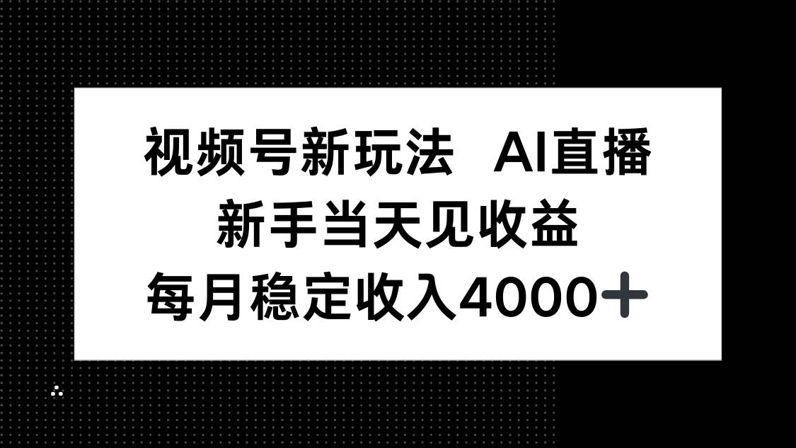（16080期）视频号新玩法AI直播，新手小白当天见收益，月入4000+-甄选网创