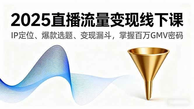（16062期）2025直播流量变现线下课，IP定位、爆款选题、变现漏斗，掌握百万GMV密码-甄选网创