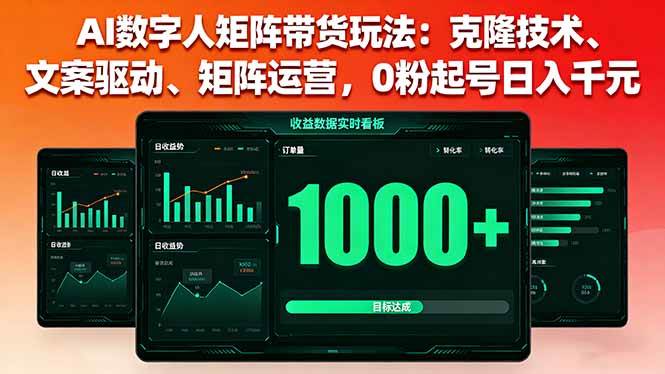 （16050期）AI数字人矩阵带货玩法：克隆技术、文案驱动、矩阵运营，0粉起号日入千元-甄选网创