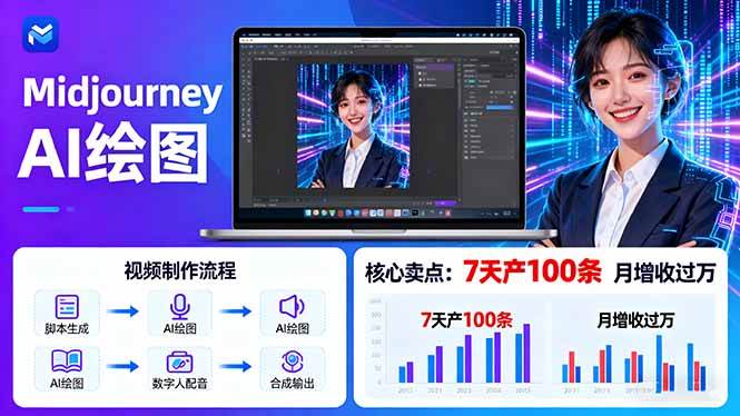 （16049期）AI绘图照片开口说话视频制作：Midjourney+数字人，7天产100条月增收过万-甄选网创