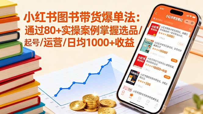 （16015期）小红书图书带货爆单法：通过80+实操案例掌握选品/起号/运营/日均1000+收益-甄选网创