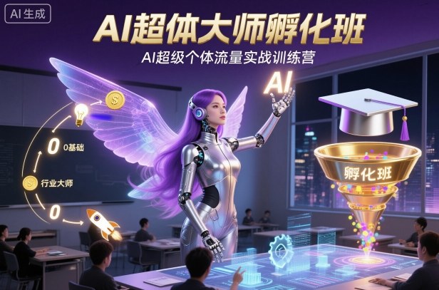 AI超体大师孵化班，AI超级个体流量实战训练营-甄选网创
