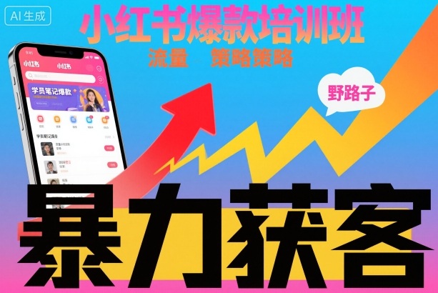 小红书爆款培训班，小红书获客野路子流量打法，暴力持续获客-甄选网创