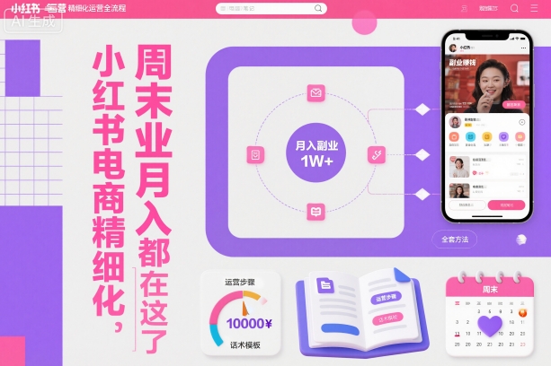 小红书电商精细化运营全流程，周末副业月入1W+，全套方法都在这了-甄选网创