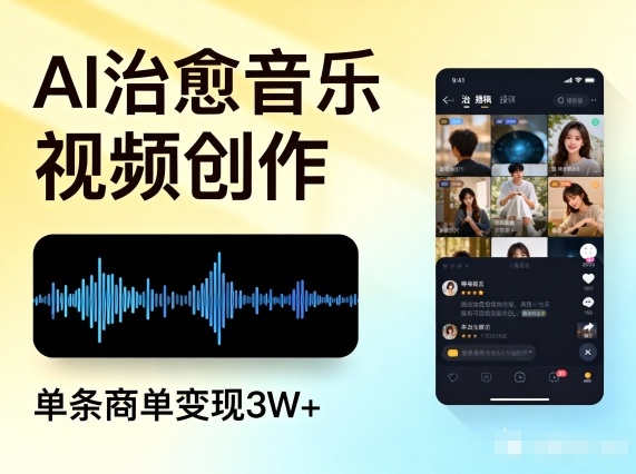 AI做治愈音乐视频，多平台投稿，单条商单变现3W+-甄选网创