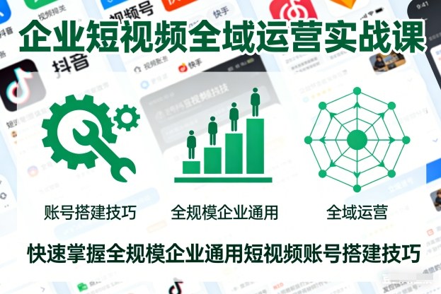 企业短视频全域运营实战课，快速掌握全规模企业通用短视频账号搭建技巧-甄选网创