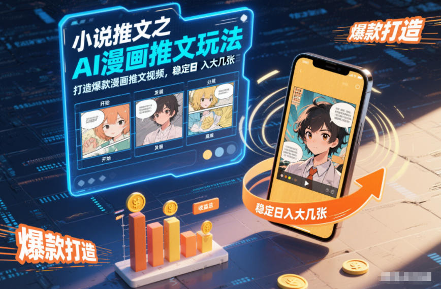 小说推文之AI漫画推文玩法，打造爆款漫画推文视频，稳定日入大几张-甄选网创