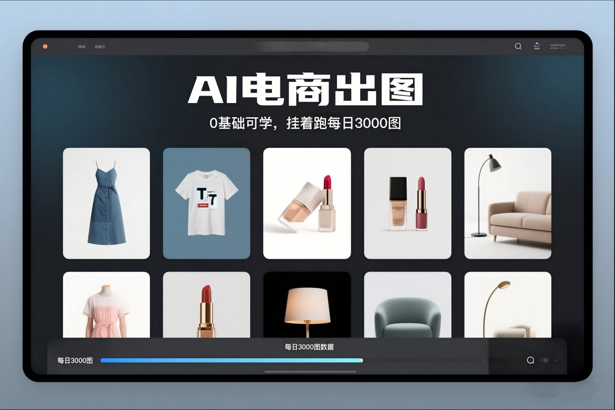 AI电商出图，0基础可学，挂着跑每日3000图-甄选网创