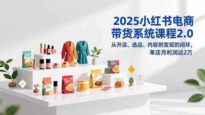 （16880期）2025小红书电商带货系统课程2.0，从开店、选品、内容到变现的闭环，单店月利润达2万-甄选网创